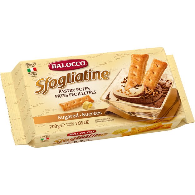 Sluoksniuotos te&scaron;los sausainiai, BALOCCO, Sfogliatine Zuccherate, 200 g