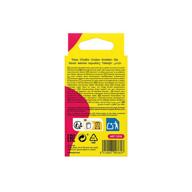 Mokyklinė kreida JOVI dėžutėje 10 vnt., balta spalva, apvali 4