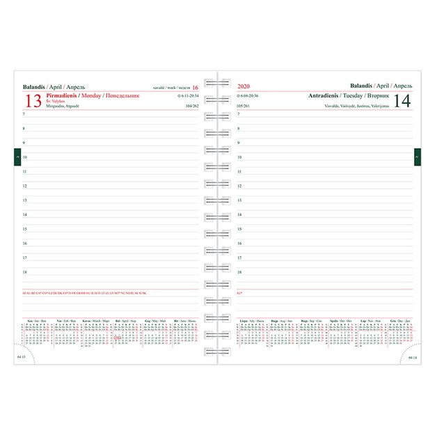 Kalendorius MANAGER Spirex Day 2026, A5, PU FLEX, šviesiai pilkos sp. 2