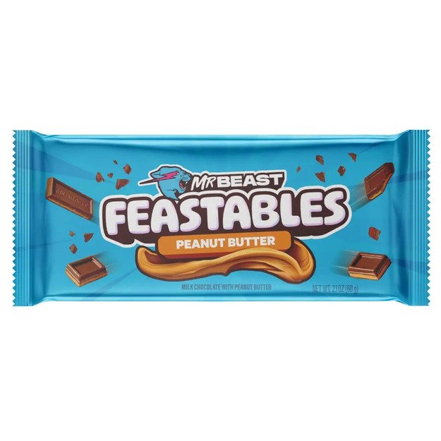 Pieninio &scaron;okolado plytelė FEASTABLES, su žemės rie&scaron;utų sviestu, 60 g