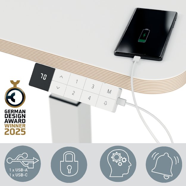 Kompaktiškas elektrinis LEITZ ERGO stalas 80x60, baltas 5