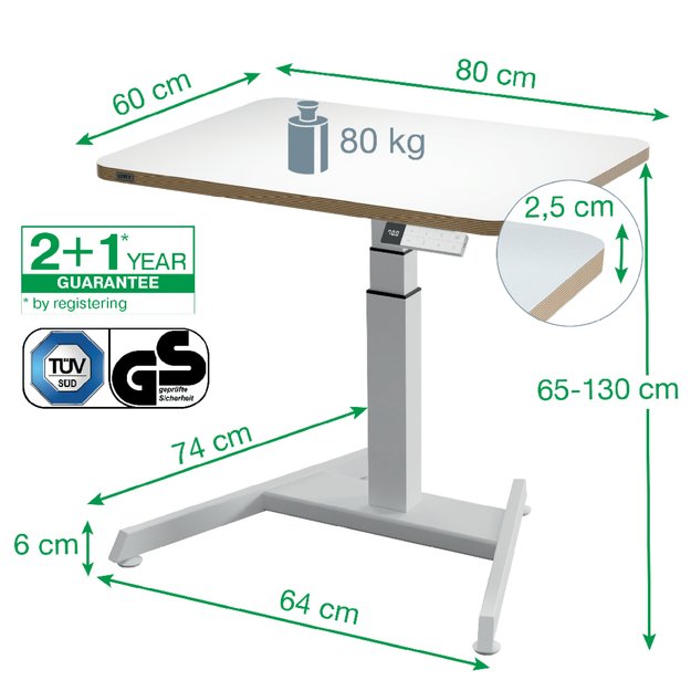 Kompakti&scaron;kas elektrinis LEITZ ERGO stalas 80x60, baltas 6