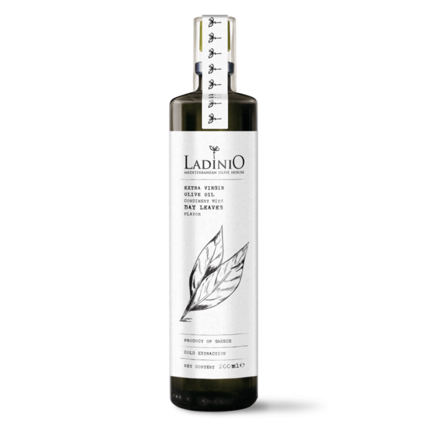 Pur&scaron;kiamas alyvuogių aliejus LADINIO Extra Virgin, su lauro lapais, 200 ml