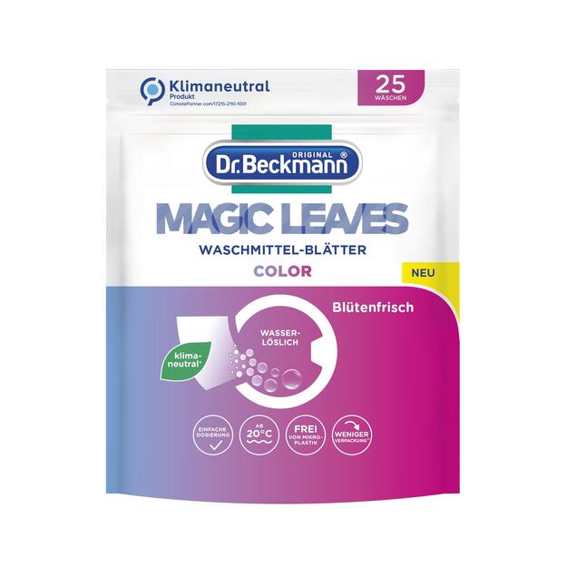 Skalbimo lapeliai Dr.Beckmann Magic Leaves, spalvotiems drabužiams, 25 vnt