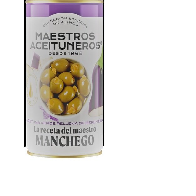 Žaliosios alyvuogės MAESTROS ACEITUNEROS Sevilijos, įdarytos baklažanu, 350/150 g