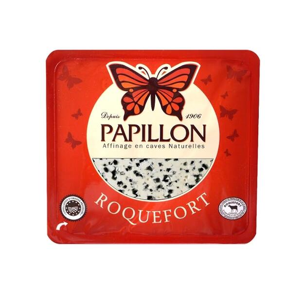 Pelėsinis avių pieno sūris ROQUEFORT PAPILLON RED LABEL, 52% SM, 100g