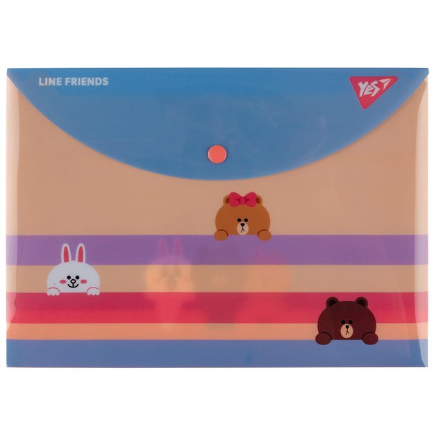 Aplankas (vokas) su spaustuku YES Line Friends B5