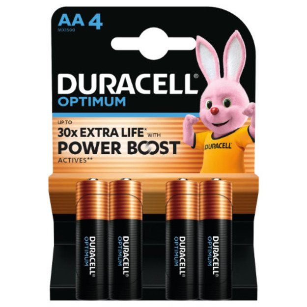 Baterijos DURACELL Optimum, AA, 4 vnt.