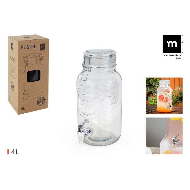 Stiklainis su čiaupu, 4 l, H 31,5 cm, vnt