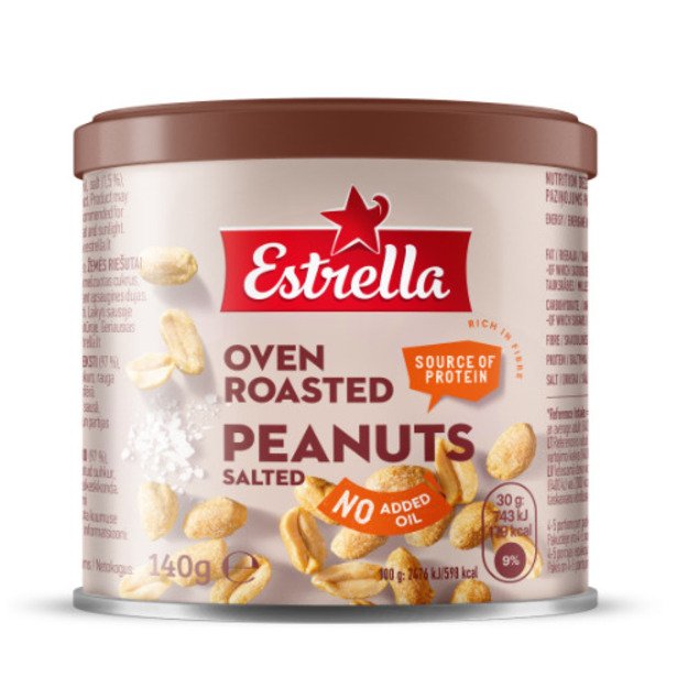 Kepinti žemės riešutai ESTRELLA Oven Roast, su druska, 140 g 2