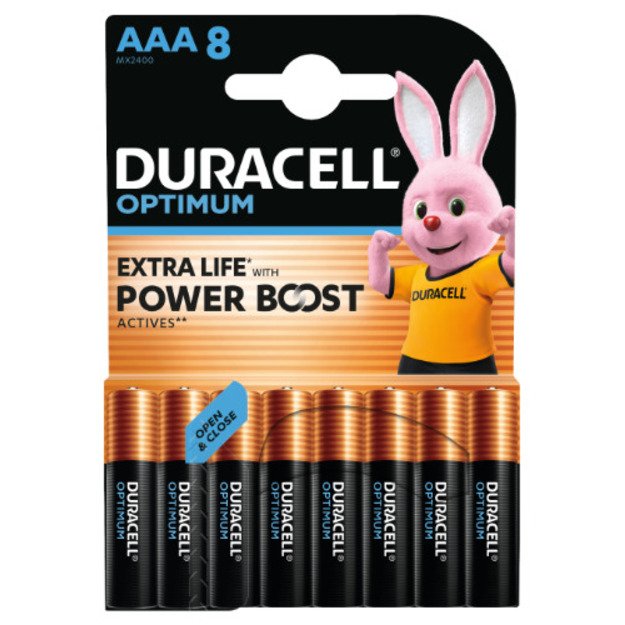 Baterijos DURACELL Optimum, AAA, 8 vnt.