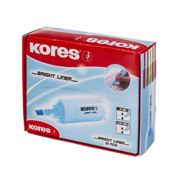 Teksto žymeklis KORES BRIGHT LINER, mėlyna 3