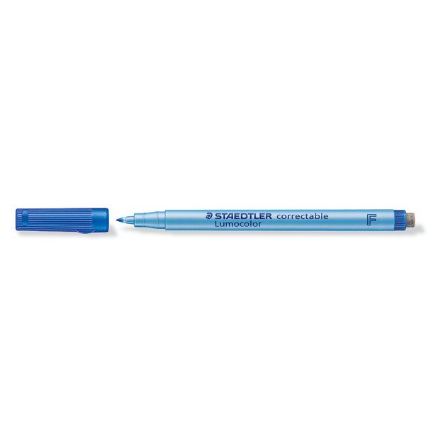 Sauso valymo koreguojamasis žymeklis STAEDTLER Lumocolor F, 0,6 mm brėžis, mėlyna sp. 2