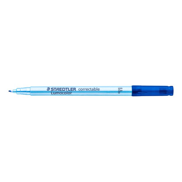 Sauso valymo koreguojamasis žymeklis STAEDTLER Lumocolor F, 0,6 mm brėžis, mėlyna sp. 1