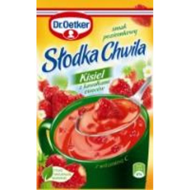 Greito paruošimo kisielius DR. OETKER, žemuogių skonio, su džiovintais vaisiais, 31,5 g 1