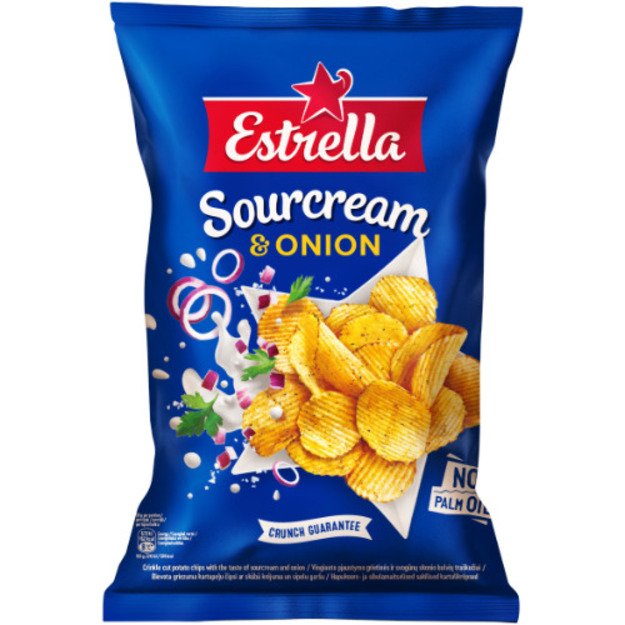 Tra&scaron;kučiai ESTRELLA, grietinės ir svogūnų skonio, 130 g 1