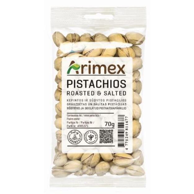 Kepintos ir sūdytos pistacijos ARIMEX, 70 g