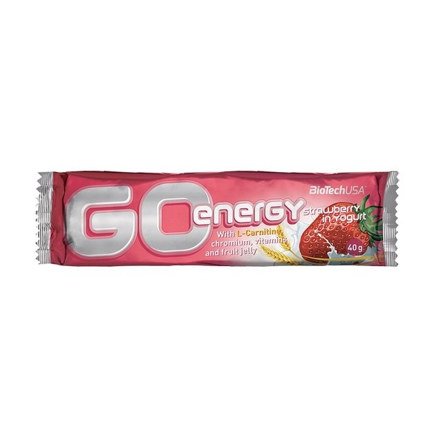 Energinis batonėlis BioTechUSA Go Energy Bar, jogurtinis, braškių skonio, 40 g