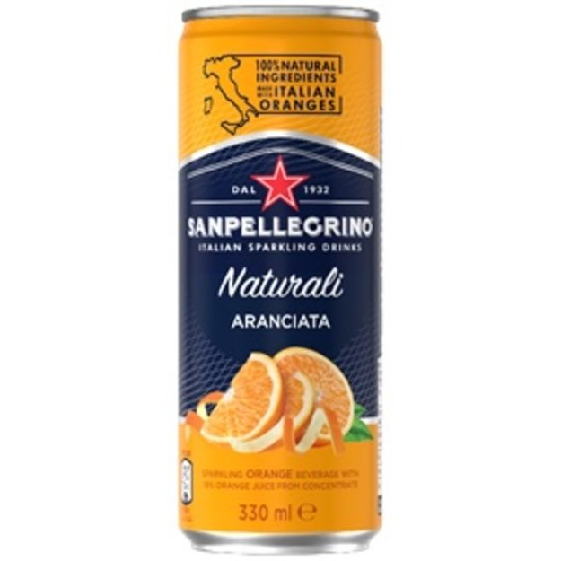 Gaivusis gazuotas gėrimas SAN PELLEGRINO Aranciata, 0.33l, skardinė, D
