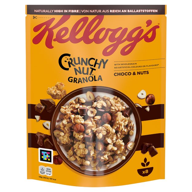 Dribsniai KELLOGG S Crunchy Nut Granola Choco, 380 g