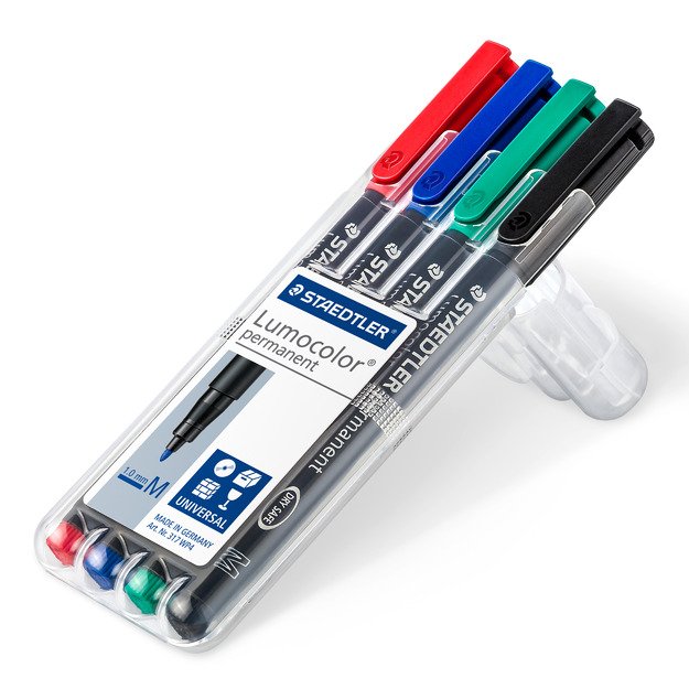 Permanentinis žymeklis STAEDTLER LUMOCOLOR 317M, 1.0 mm, 4 spalvų rinkinys 2