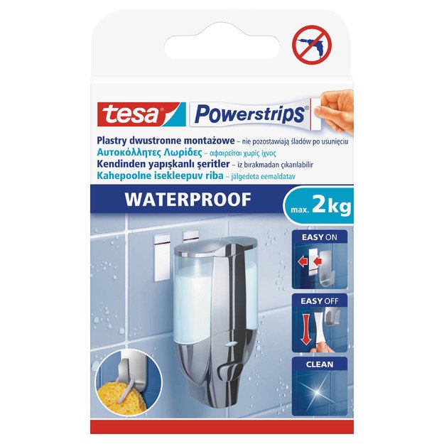 Dvipusio lipnumo nuimamos juostelės TESA Powerstrips Waterproof Strips Large, didelės,atsparios vandeniui, 6vnt.