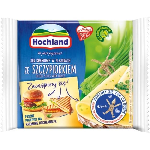 Lydytas sūris HOCHLAND, su laiškiniais česnakais, riekelėmis, 130 g