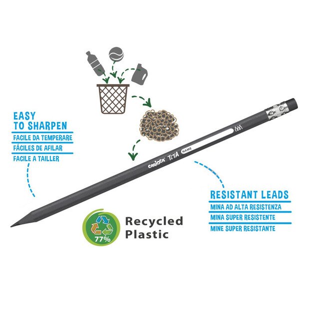 Pieštukai su trintuku CARIOCA ECOFAMILY, juodos spalvos, 6 vnt. 1