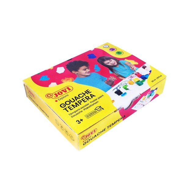 Guašas JOVI TEMPERA, 35 ml, 12 spalvų rinkinys su teptuku 1