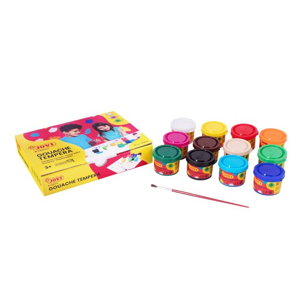 Gua&scaron;as JOVI TEMPERA, 35 ml, 12 spalvų rinkinys su teptuku 1