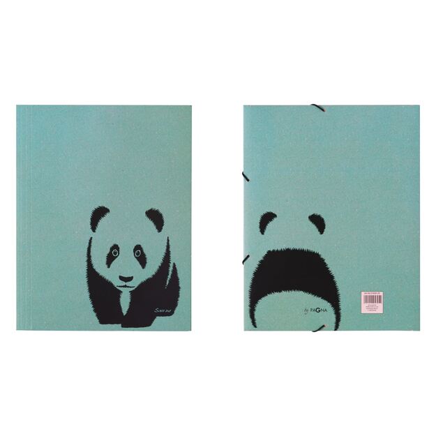 Aplankas dokumentams, sąsiuviniams PAGNA Panda, A4, su gumele, žalia sp. 3