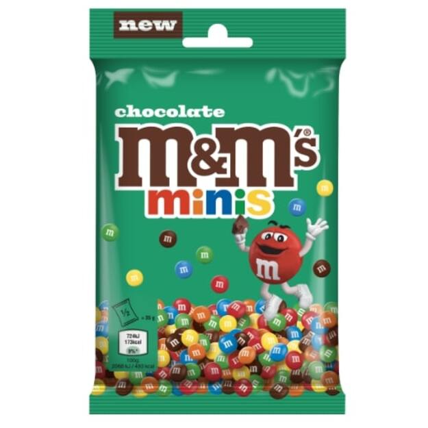 Pieninis šokoladas M&M s minis  traškiame spalvotame glajuje, 70 g