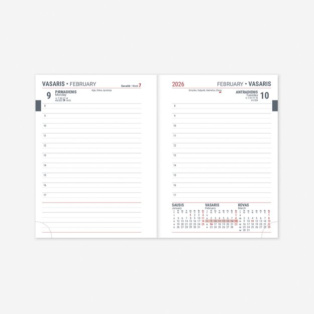 Kalendorius JUNIOR 2026, A6, PVC, juoda 2