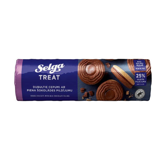 Sausainiai SELGA, dvigubi, su &scaron;okoladiniu užpildu, 205 g 1