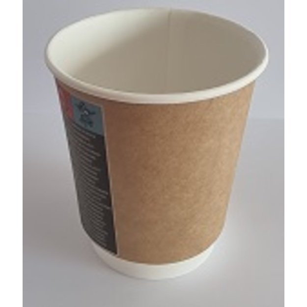 Vienkartinis puodelis KRAFT, dvisienis, popierius/PE, 250 ml, D 80 mm, 25 vnt