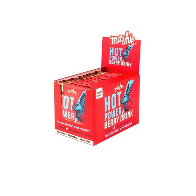 Energinė juodųjų serbentų su pipirmėte uogų tyrė MASHIE HOT POWER, 15 vnt.