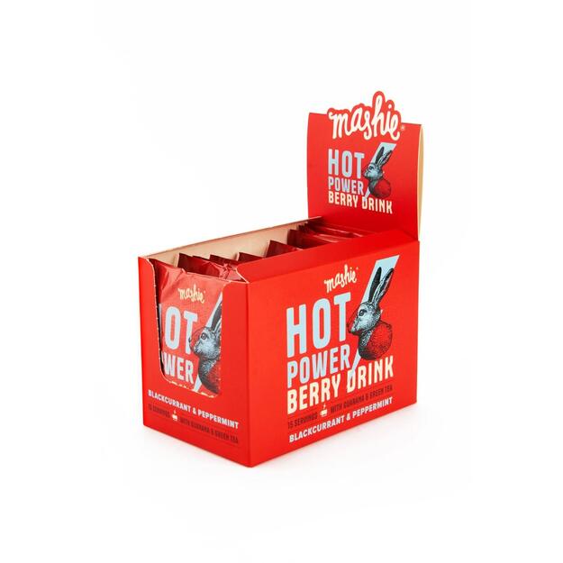 Energinė juodųjų serbentų su pipirmėte uogų tyrė MASHIE HOT POWER, 15 vnt. 2