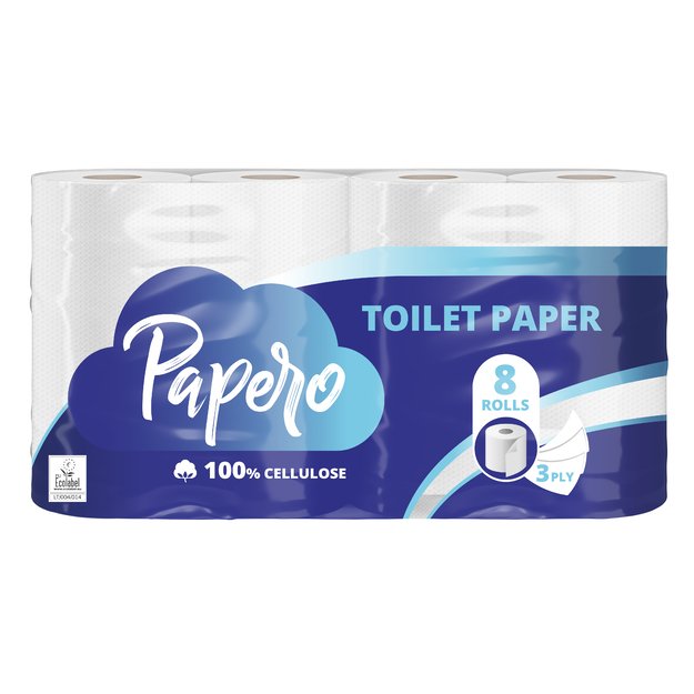 Tualetinis popierius PAPERO, 3 sluoksnių, 8vnt