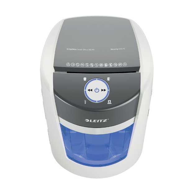 Leitz IQ OptiMax Small Office 350 Micro Cut Paper Shredder, P5, 22L, White 3
