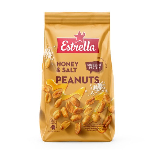 Kepinti žemės rie&scaron;utai ESTRELLA, su medumi ir druska, 240 g