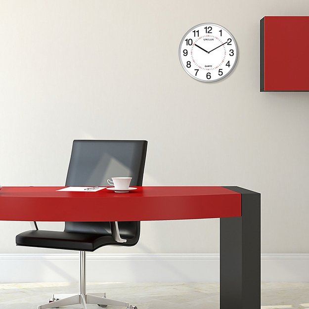 Sieninis laikrodis UNILUX ARIA, diametras 28.5cm, metalo pilka sp. 1