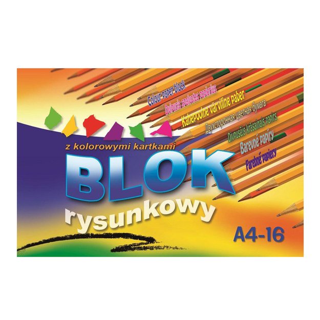 Spalvotas popierius KRESKA A4, 80 g/m2, dvipusis, 16 lapų(8 spalvos x2)