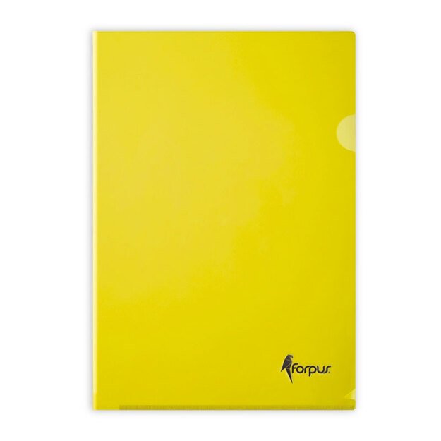 Dėklas dokumentams FORPUS , A4, L formos, 180 mikr., (pak. -100 vnt.), geltonas