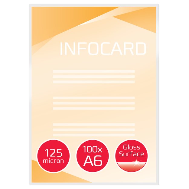 Laminavimo vokeliai GBC, A6, 111x156 mm, 125 mik., blizgūs, 100 vnt.