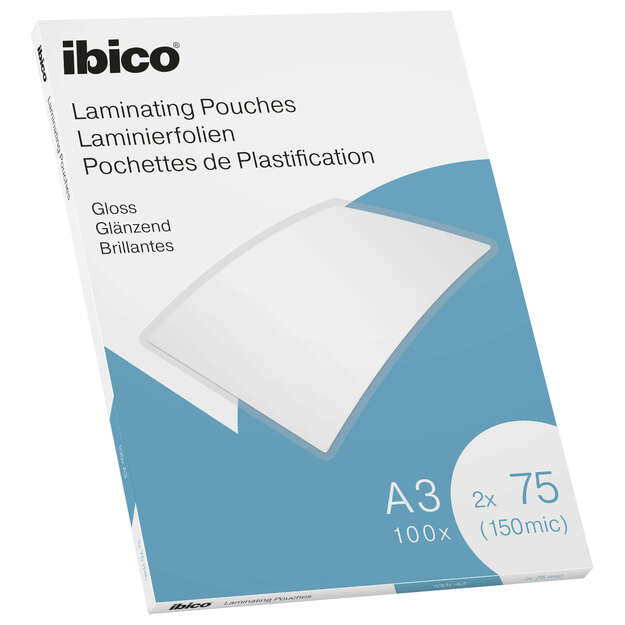 Laminavimo vokeliai Ibico, A3, 303x426 mm, 75 mik., blizgūs, 100 vnt.