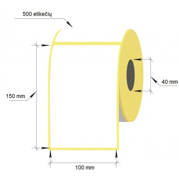Lipnios etiketės, 100 x 150/40 mm, 500 vnt., Thermal Eco, baltos sp. 1
