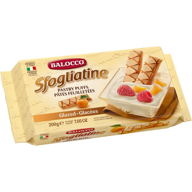 Sluoksniuotos te&scaron;los sausainiai, glazūruoti BALOCCO, Sfogliatine Glassate, 200 g