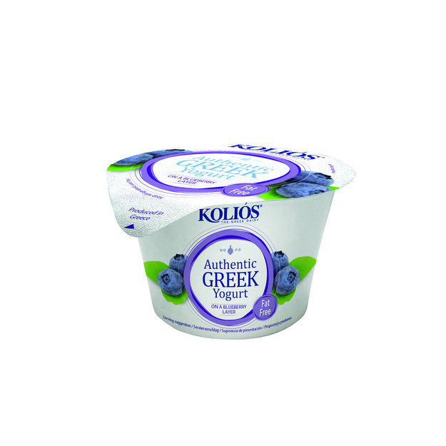 Graiki&scaron;kas jogurtas KOLIOS, autenti&scaron;kas, 0%, su mėlynėmis,150 g