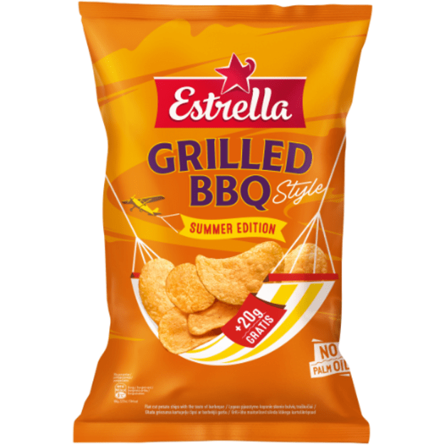 Tra&scaron;kučiai bulvių ESTRELLA, lygaus pjaustymo, kepsnio skonio, 200 g