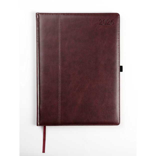 Kalendorius AMBASSADOR BLACK EDITION 2026, PU, A4, tamsiai ruda (Baltic)